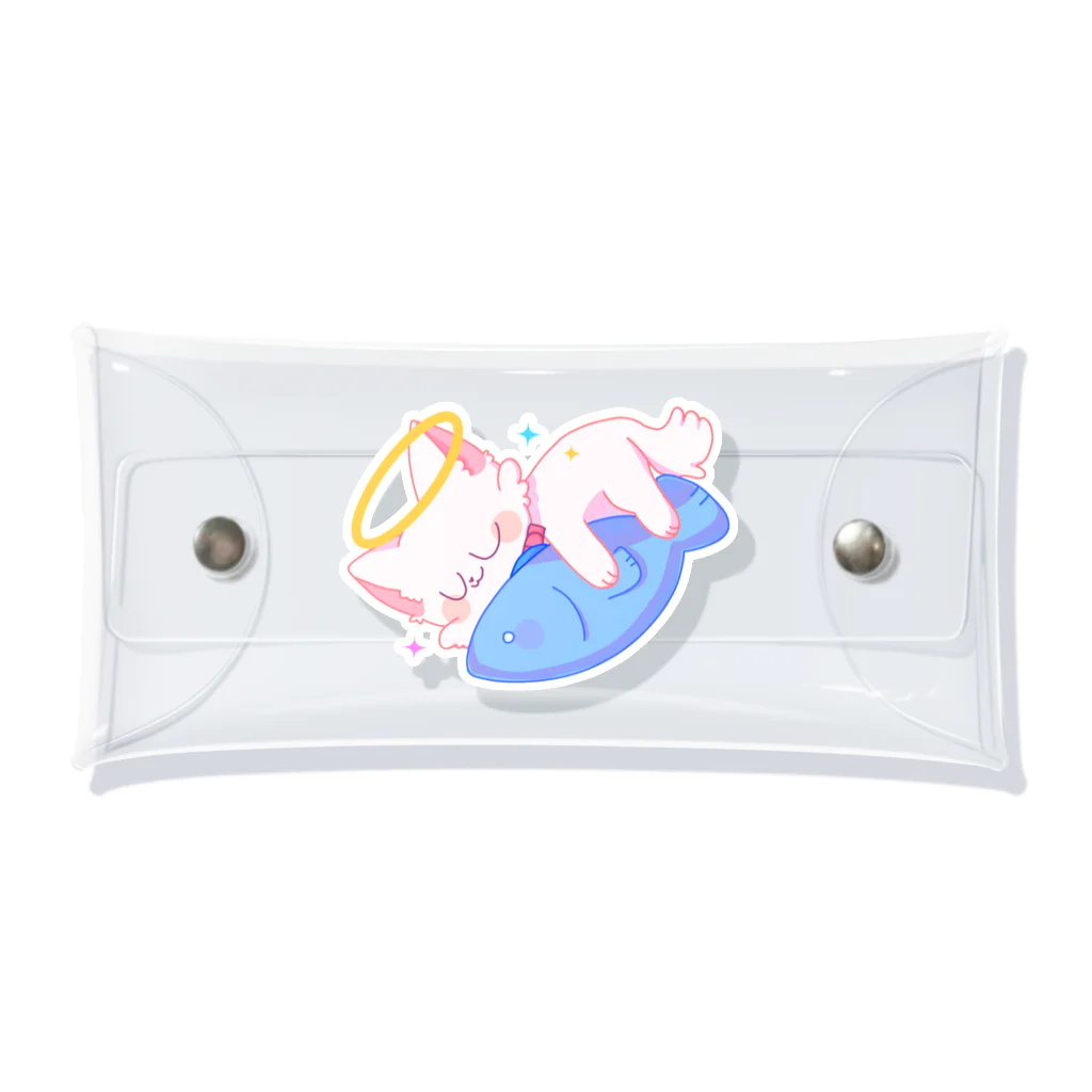 ちょこっぷのお魚大好きねこまるくん Clear Multipurpose Case