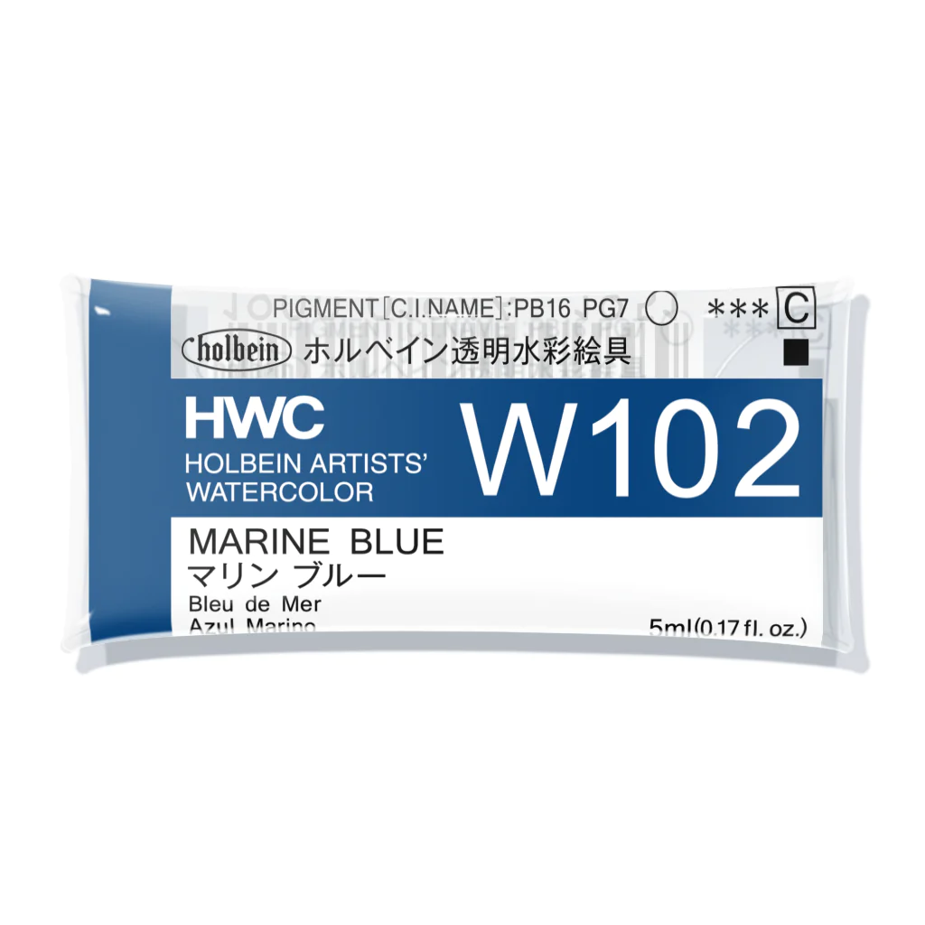 ホルベインSUZURI店のマリンブルーのラベル クリアマルチケース