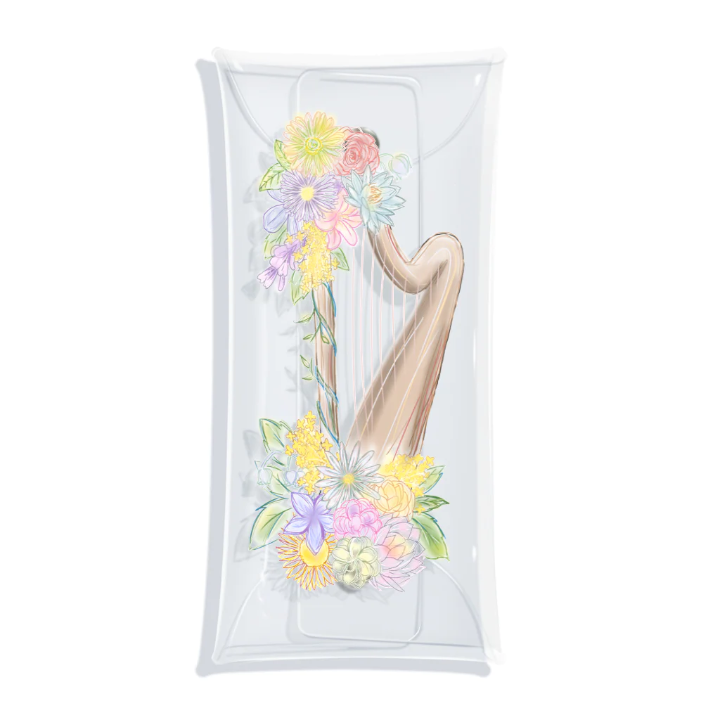 ハープのお部屋のお花いっぱいハープ Clear Multipurpose Case