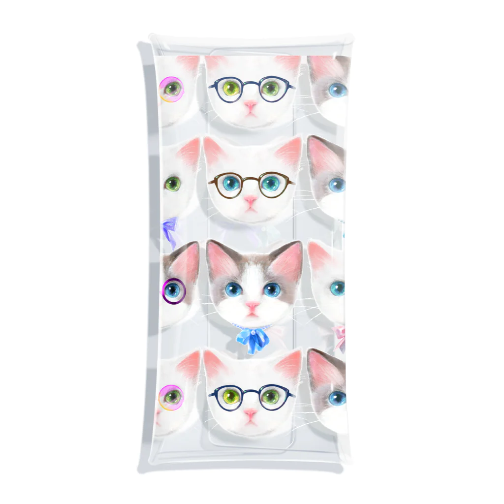 NORIMA'S SHOP のおしゃれなメガネをかけた猫たちのイラスト Clear Multipurpose Case