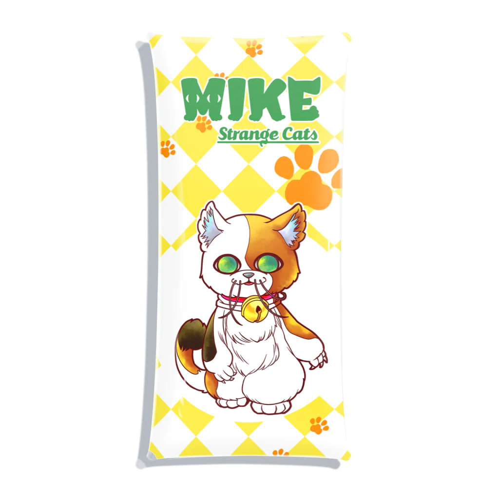 晏漫屋－ANMANYA－ suzuri支店の奇妙な猫『ミケ』ミケのクリアマルチケース(大) クリアマルチケース