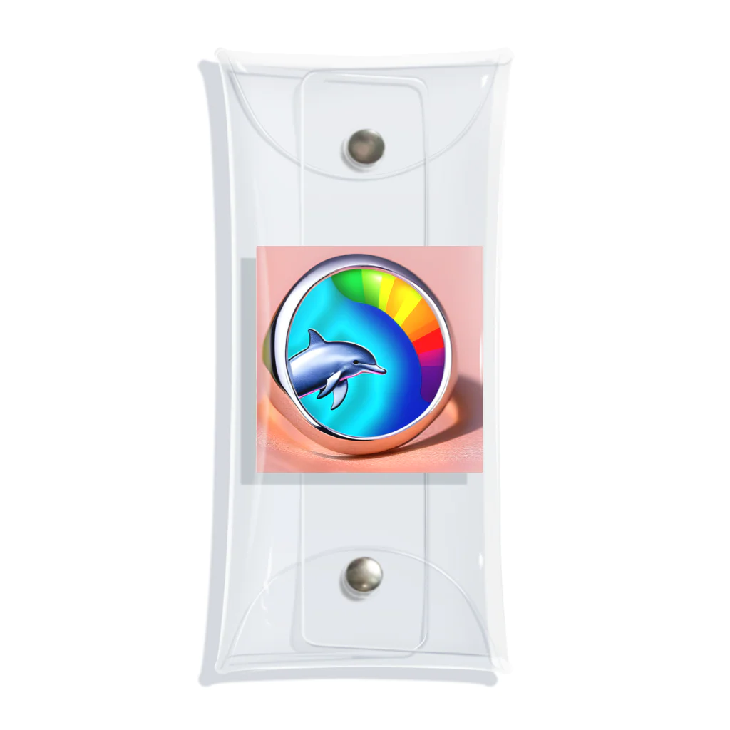 kankouhi1123の虹のバブルリングと可愛いイルカ Clear Multipurpose Case
