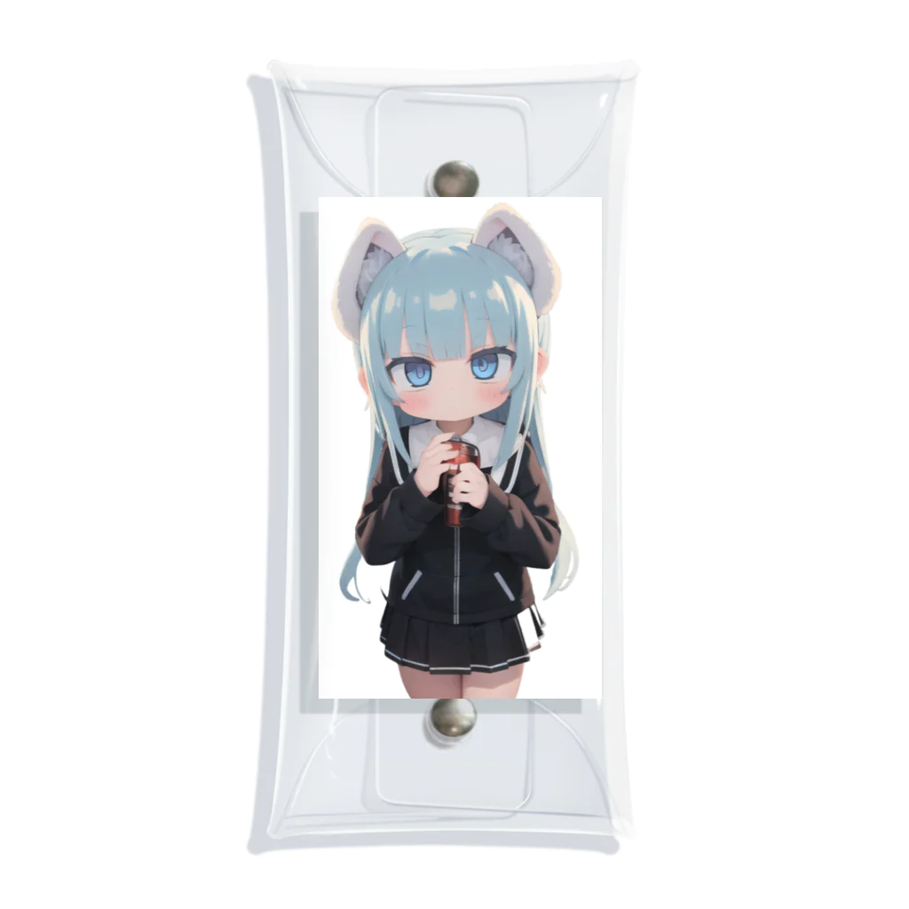 ケモ耳美少女キツネちゃん（AIart）の獣の耳と美しい青い目少女 Clear Multipurpose Case