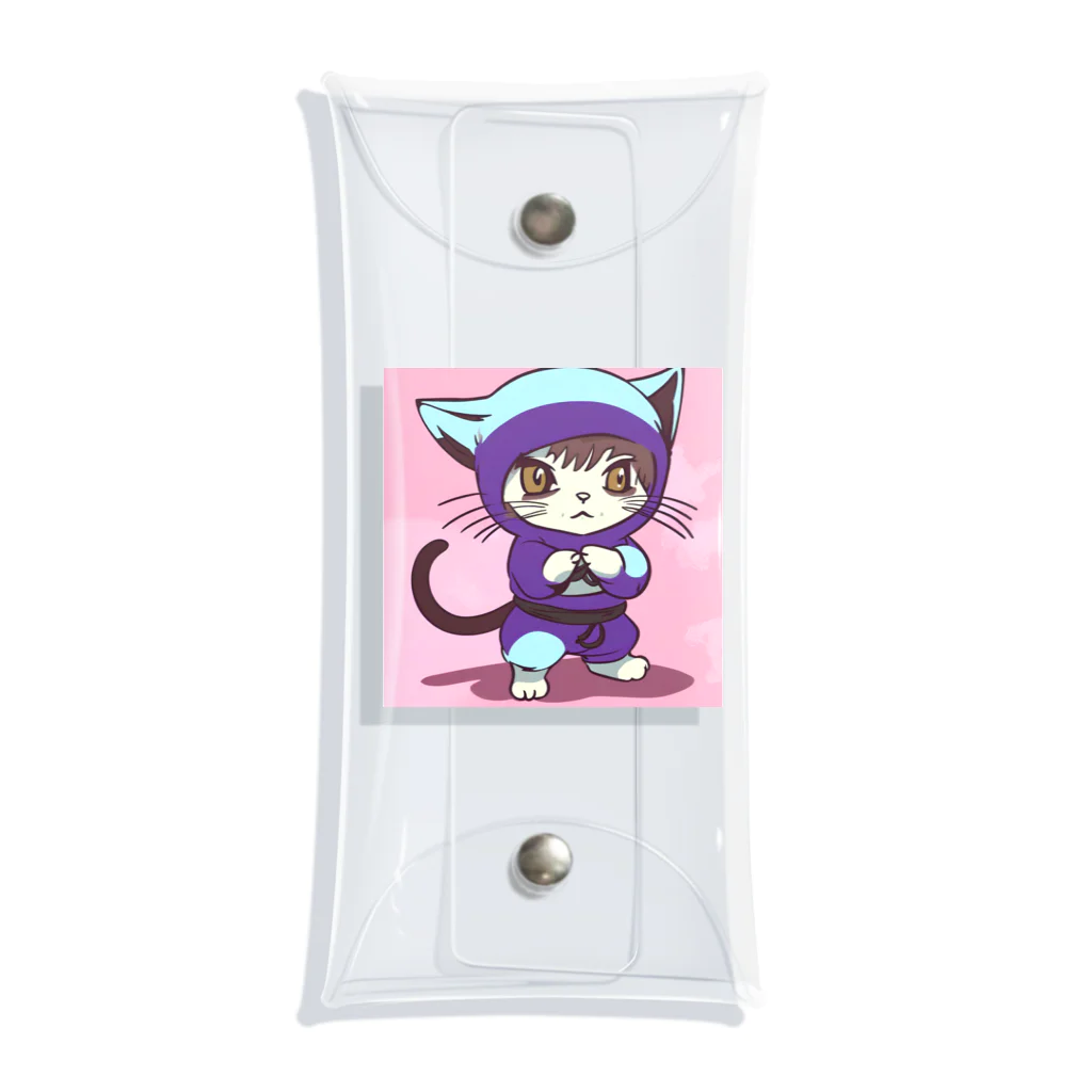 可愛い猫ちゃんの見習い忍者猫ちゃん 투명 동전 지갑