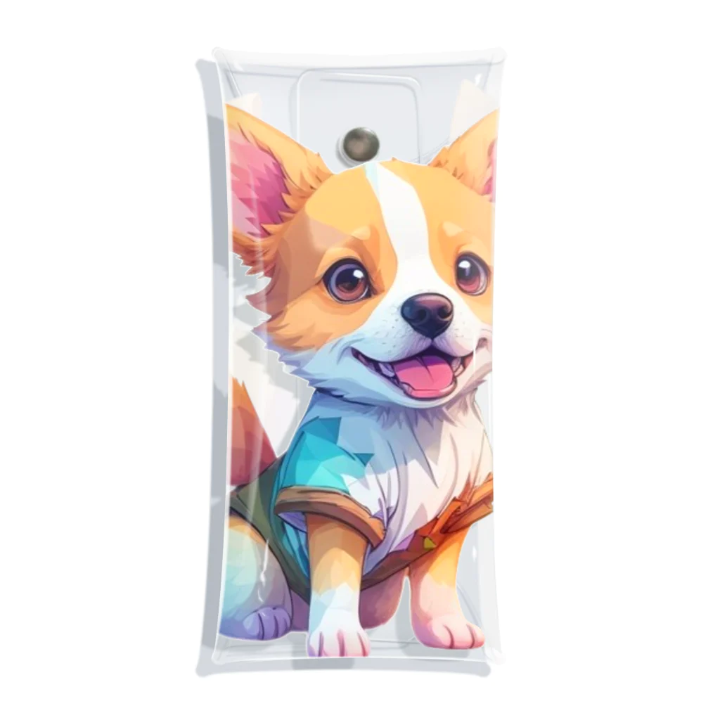 pondLeisurelyのカラフルで愛らしい子犬 Clear Multipurpose Case