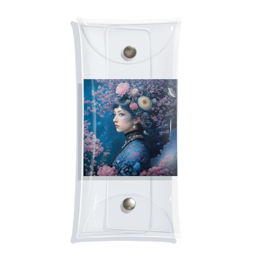 ZZRR12の「夜桜の幻想：桜の精霊」 - "Night Sakura Fantasia: Spirit of the Cherry Blossom" Clear Multipurpose Case