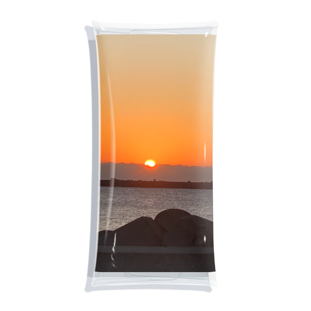 玉手箱の海に輝く朝日 クリアマルチケース