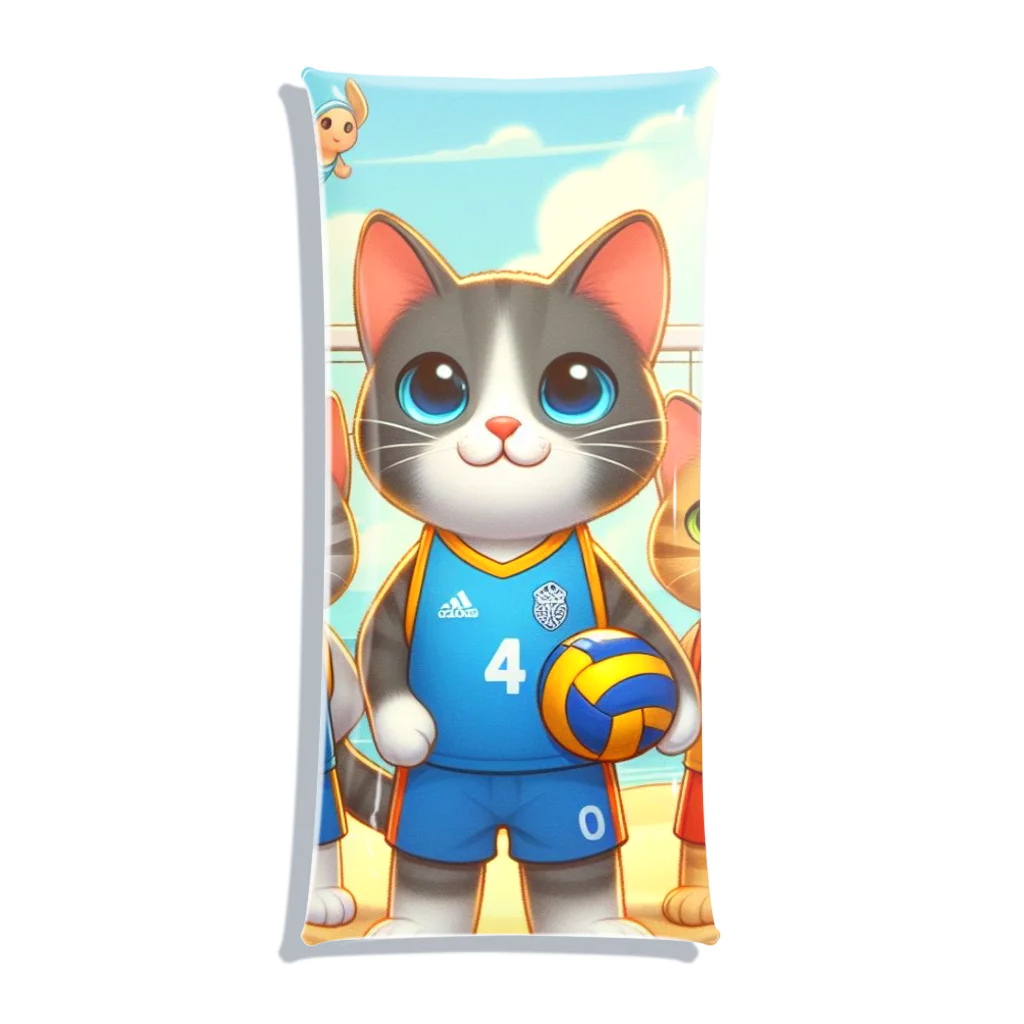 【volleyball online】の猫好きのみなさん必見！愛らしい猫のバレーボールグッズ Clear Multipurpose Case