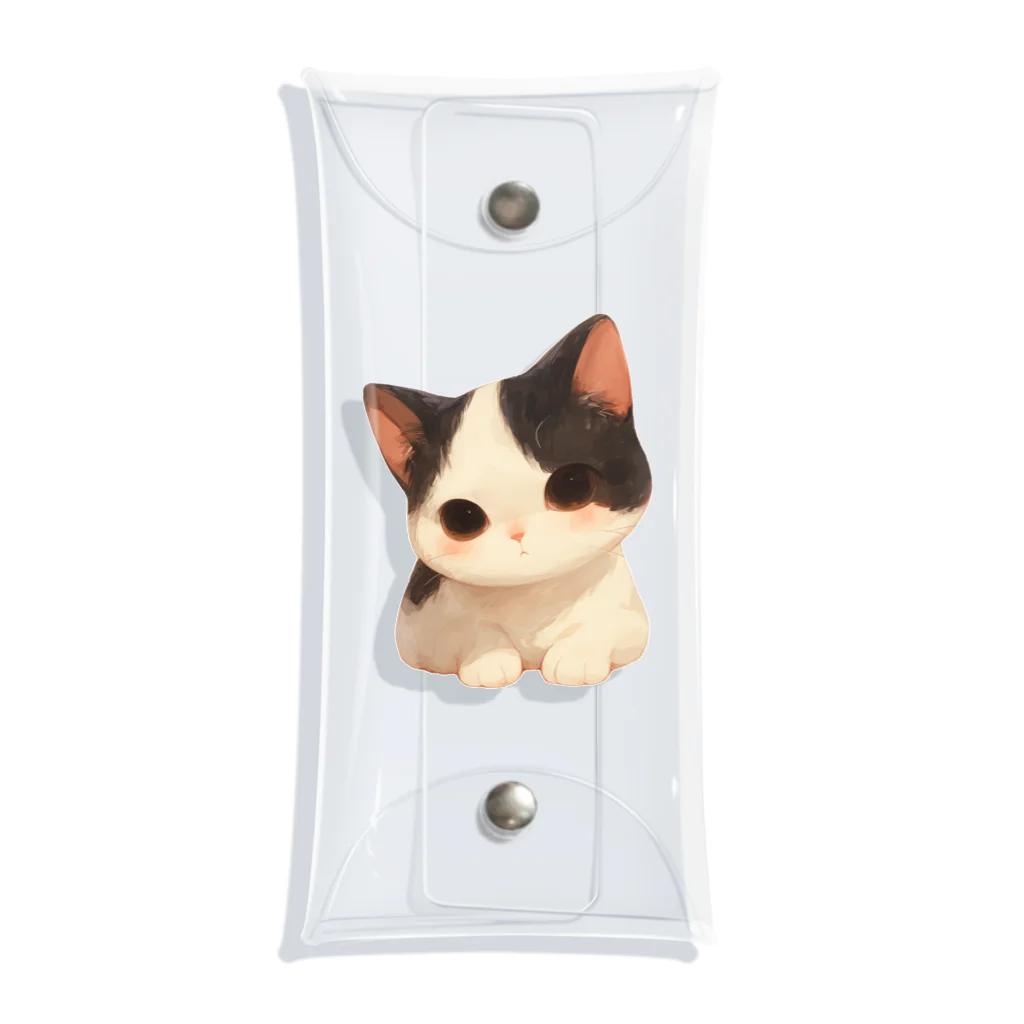 Cute Animalsのモノクロ猫 Clear Multipurpose Case