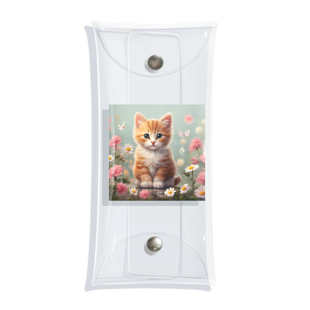 WolthCaの可愛い猫に華を添えて Clear Multipurpose Case