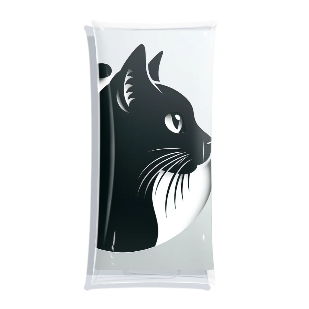 luna_neroのGatto＊黒猫の切り絵風デザイン Clear Multipurpose Case