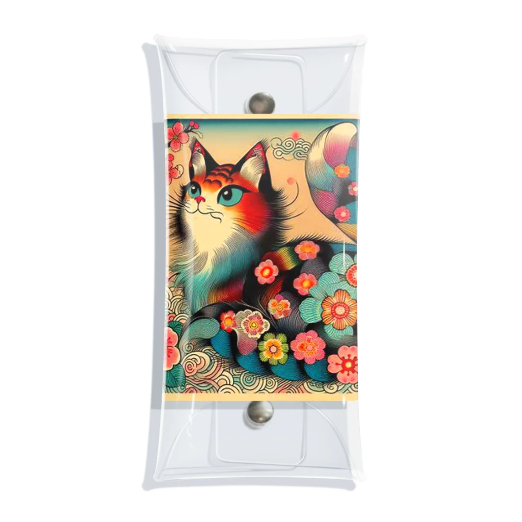 chaochao0701の浮世絵風　カラフル猫「Ukiyo-e-style Colorful Cat」「浮世绘风格的多彩猫」 クリアマルチケース