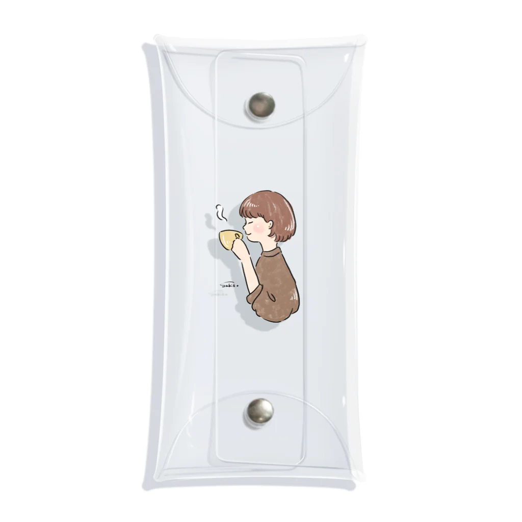 Sakikoのほっとひと息つく女の子　カフェ　ブラウン Clear Multipurpose Case