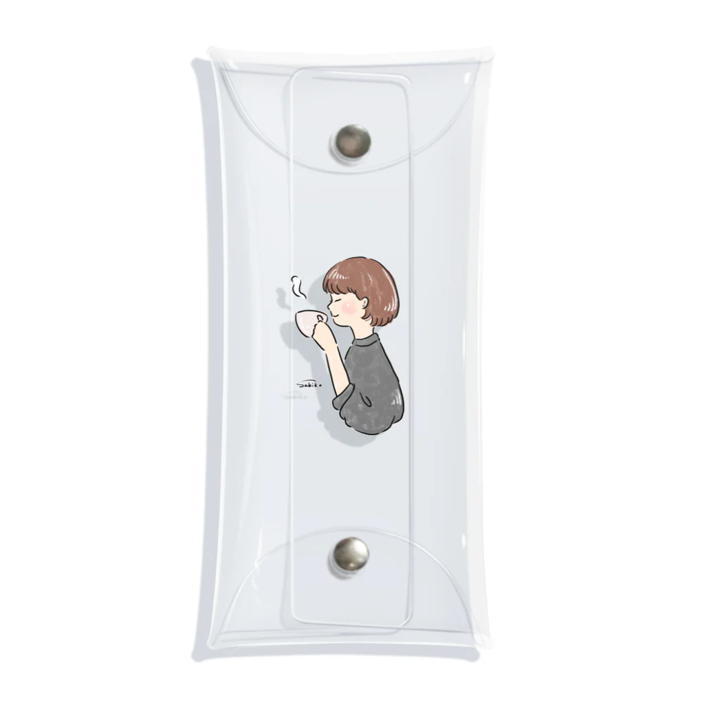 Sakikoのほっとひと息つく女の子　グレー Clear Multipurpose Case