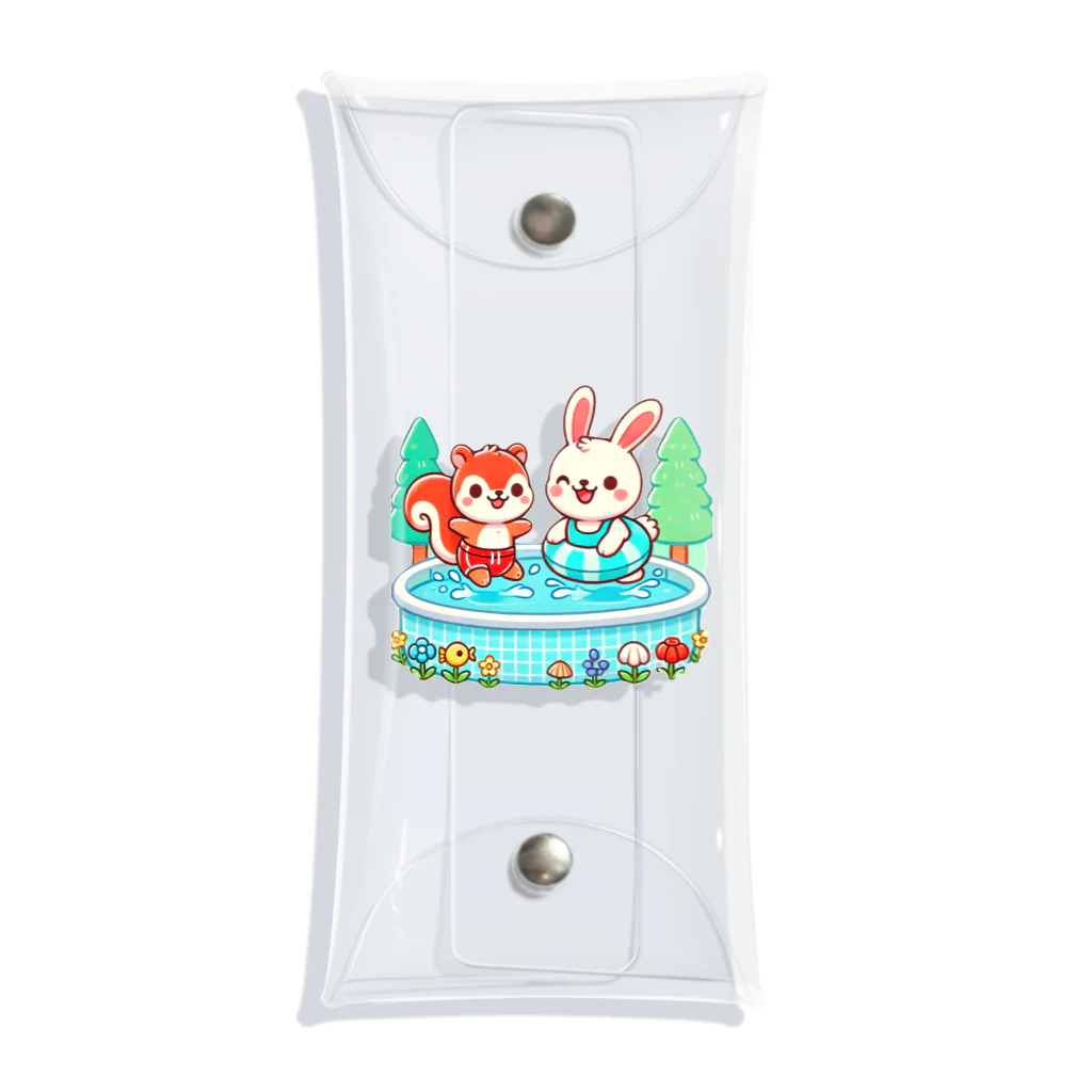 エレファント先生と虹色こどもたちのリスちゃんとウサギちゃんの水泳大好き Clear Multipurpose Case