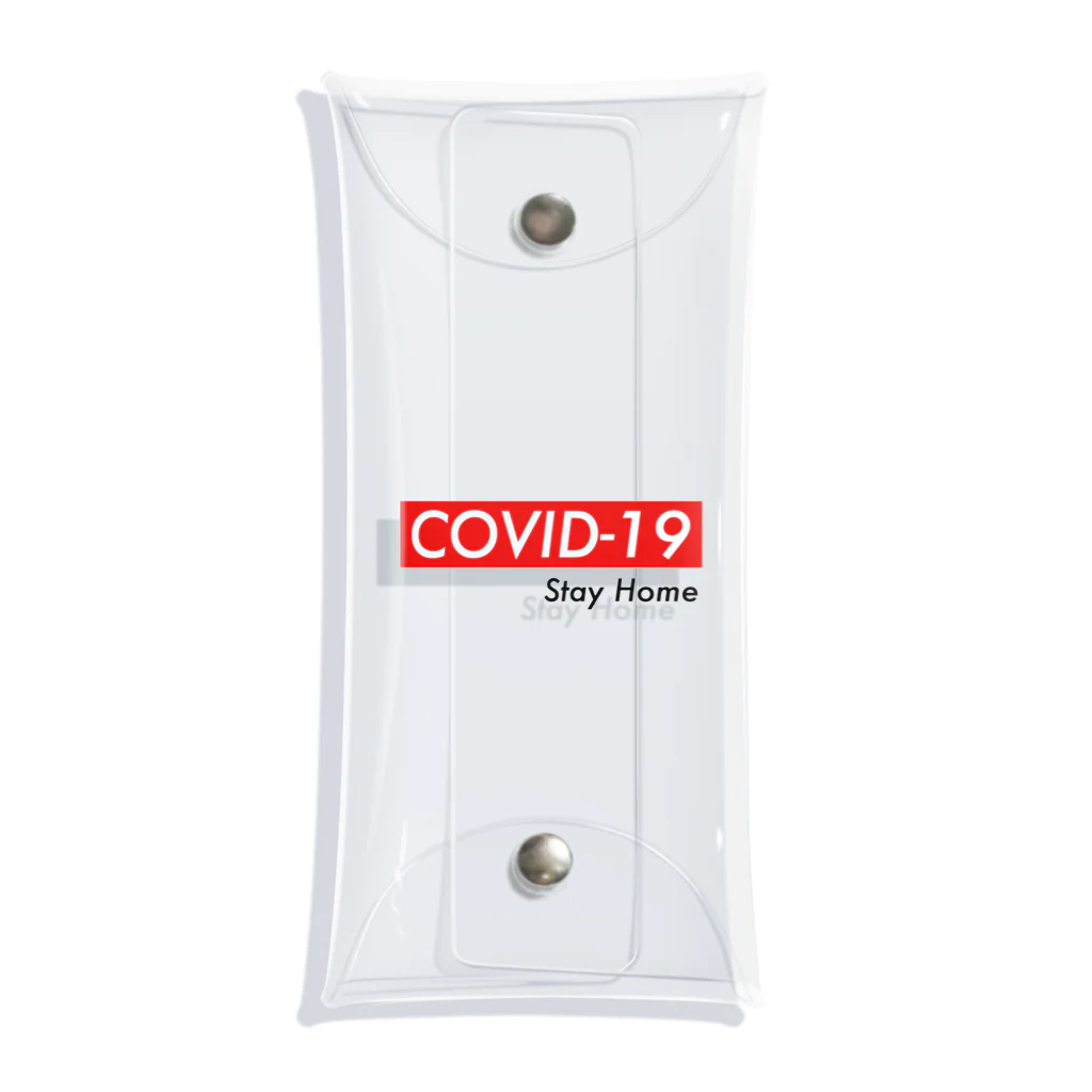 Hikarry@DESIGNのCOVID-19 Stay Home ボックスロゴ Clear Multipurpose Case