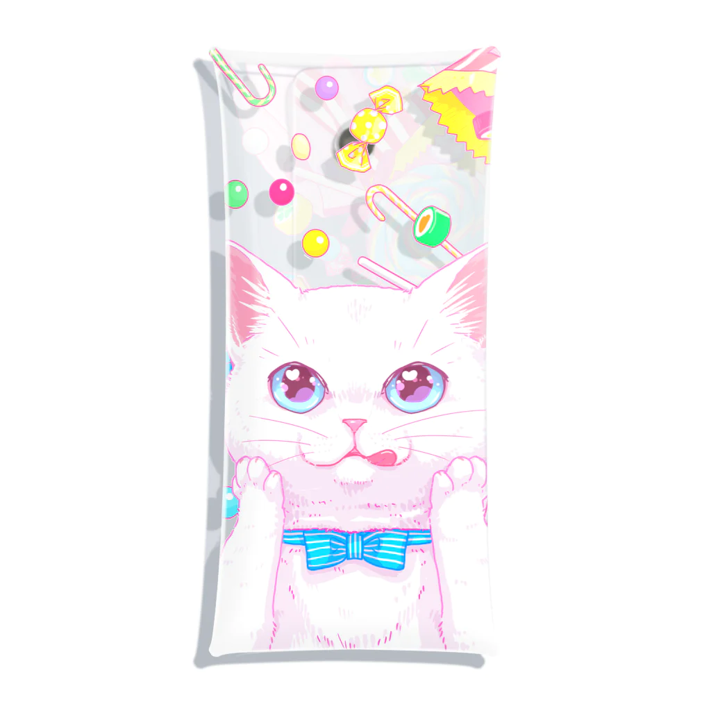 kima-maniのCat meet candy Clear Multipurpose Case