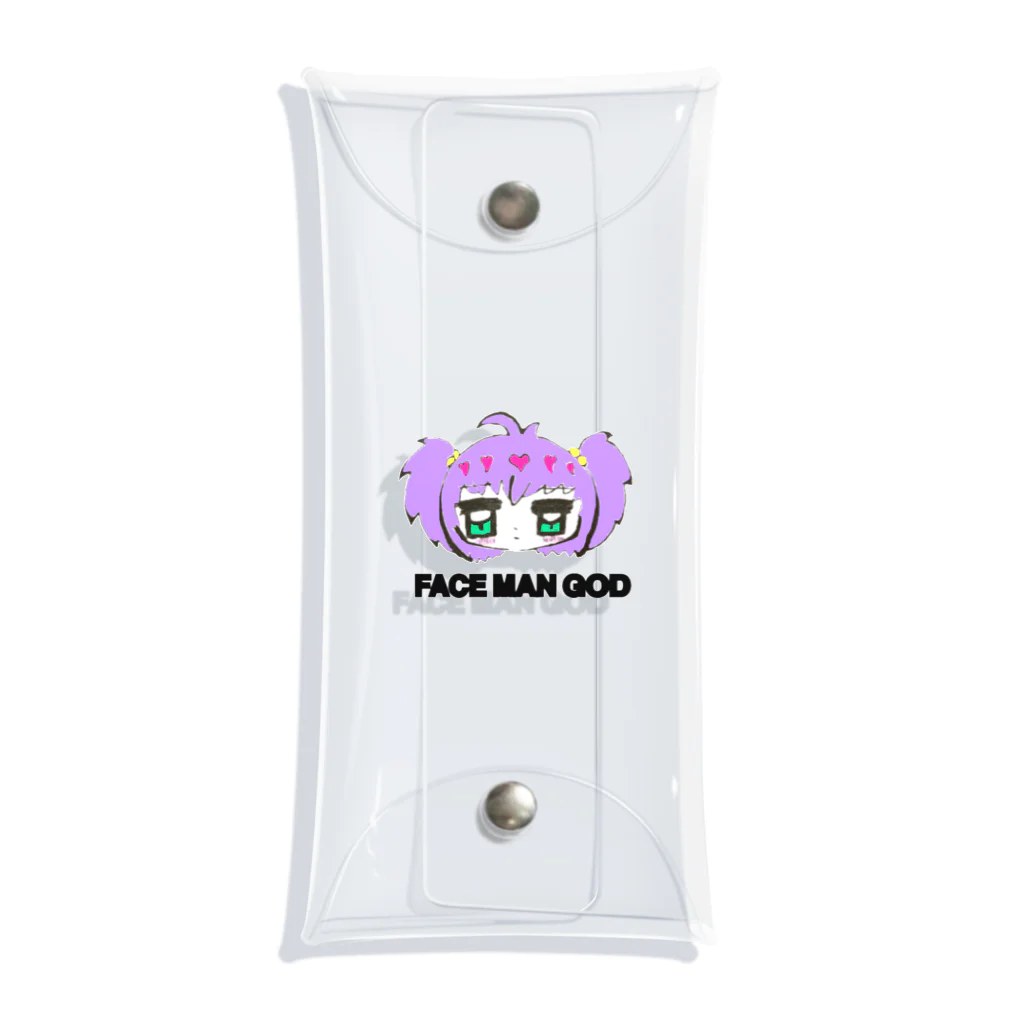 すいすい動物のFACE MAN GODちゃん(Purple) Clear Multipurpose Case