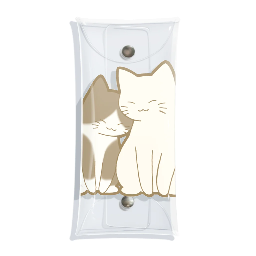 かわいいもののおみせ　いそぎんちゃくの仲良し猫　白黒ハチワレ&白 Clear Multipurpose Case