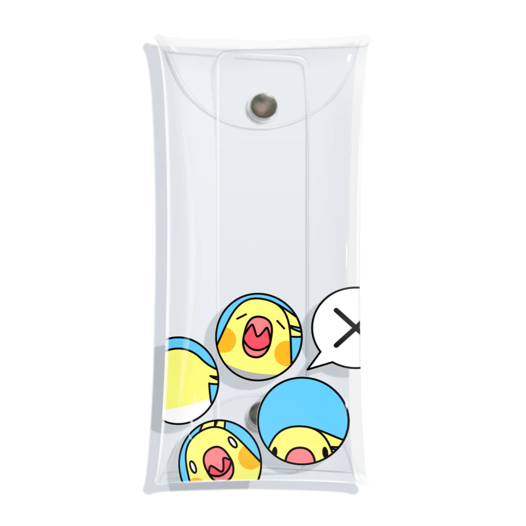 まめるりはことりのオカメインコばつ×【まめるりはことり】 Clear Multipurpose Case