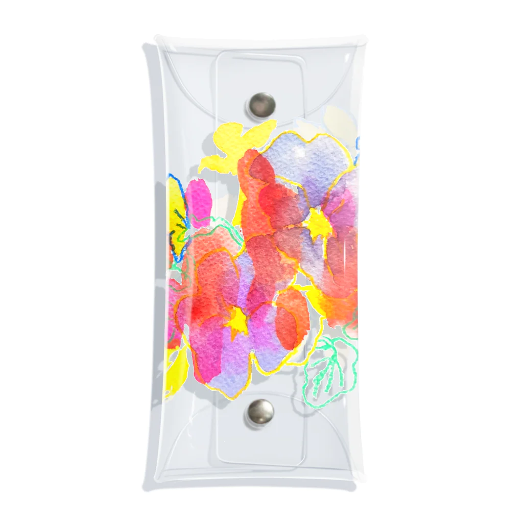 chicacoのカラフルなお花たち Clear Multipurpose Case