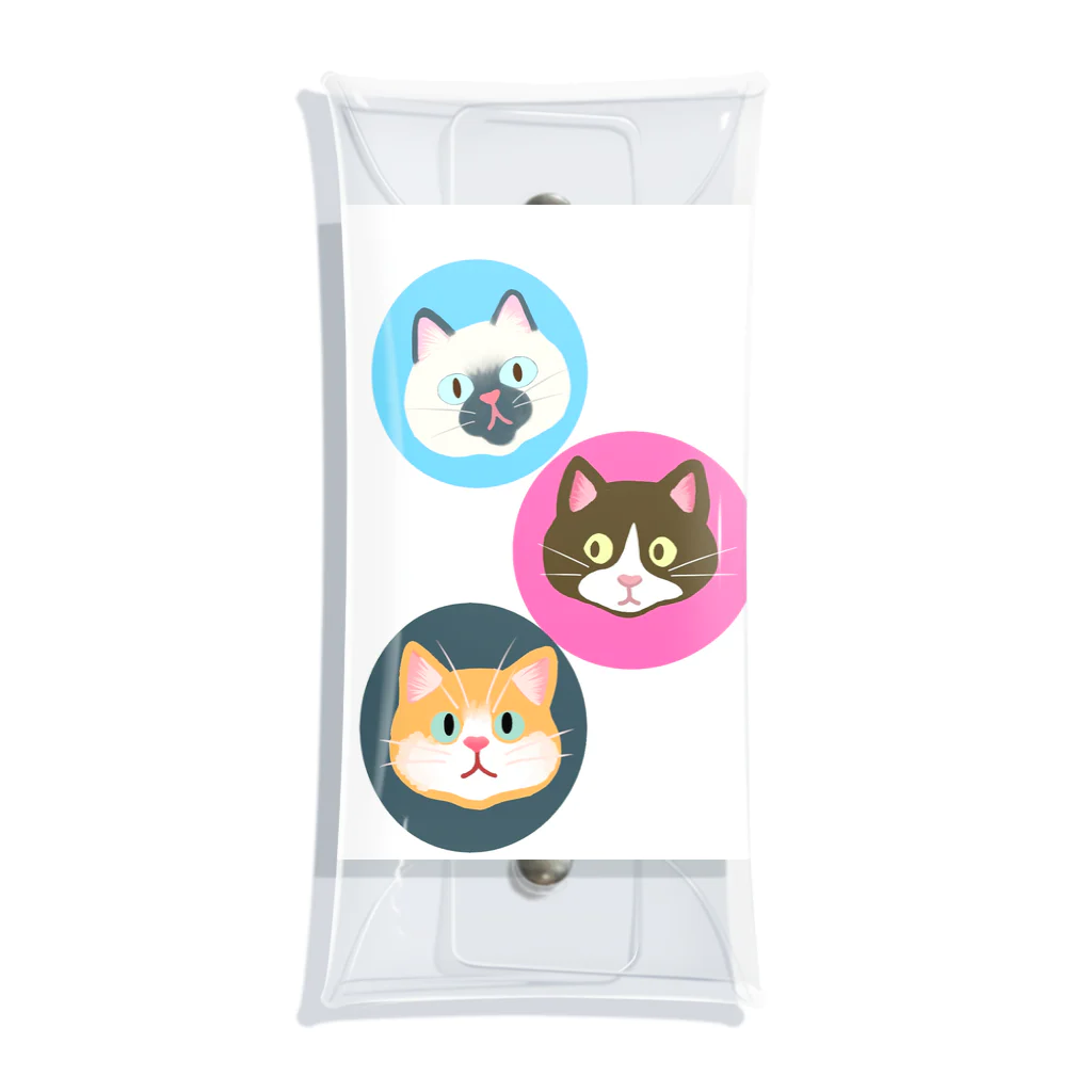 あめぺるのねこ+ねこ+ねこ Clear Multipurpose Case