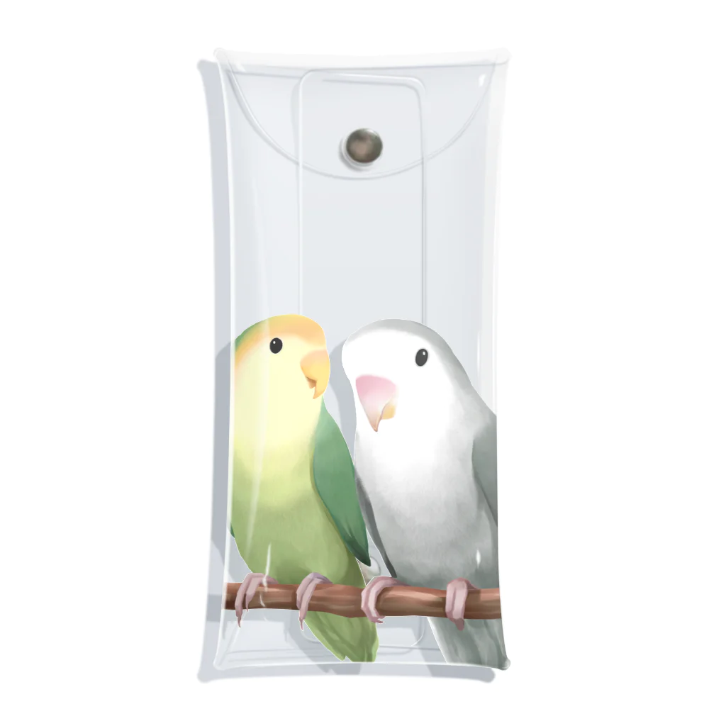 まめるりはことりのコザクラインコ　モーブとオリーブ【まめるりはことり】 Clear Multipurpose Case