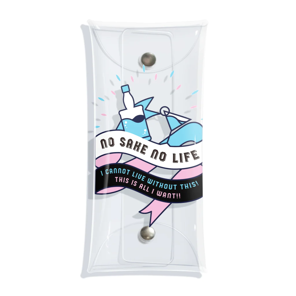 SANKAKU DESIGN STOREのNO SAKE NO LIFE。 レトロな青×赤 Clear Multipurpose Case