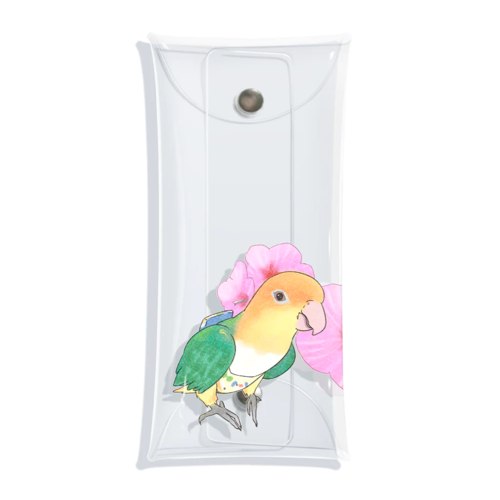 まめるりはことりのお花とシロハラインコちゃん【まめるりはことり】 Clear Multipurpose Case