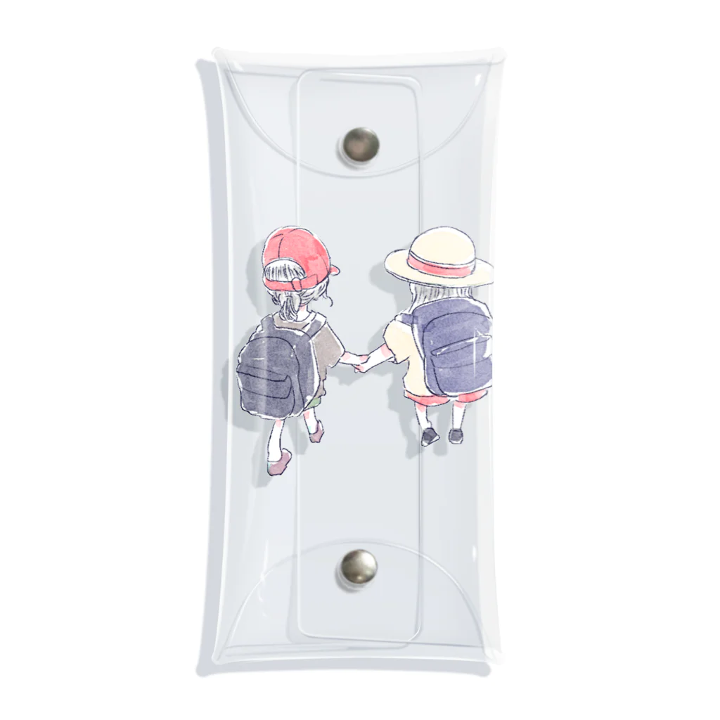 浅山しおん（ハリネズミのソフィー）のオリジナル　手を繋いで歩く幼い二人の女の子 Clear Multipurpose Case