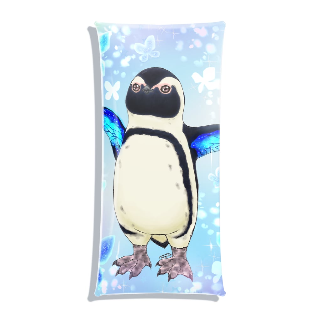 ヤママユ(ヤママユ・ペンギイナ)のケープペンギン「ちょうちょ追っかけてたの」(Blue) Clear Multipurpose Case