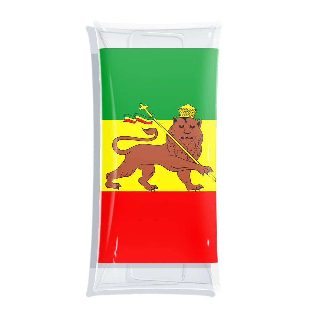 DRIPPEDのRASTAFARI LION FLAG-エチオピア帝国の国旗- Tシャツ クリアマルチケース
