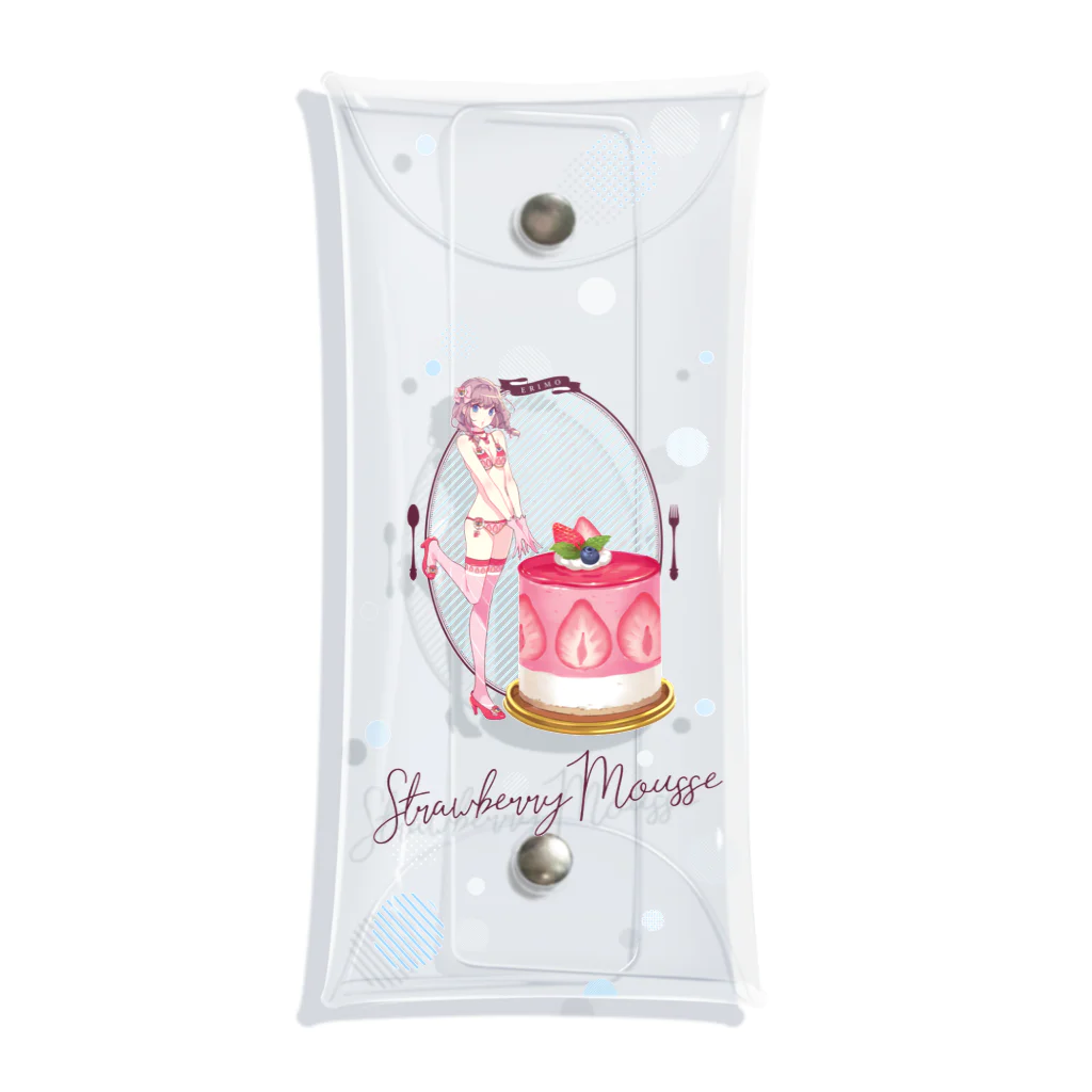 ERIMO–WORKSのSweets Lingerie clear multi case "Strawberry Mousse"  クリアマルチケース