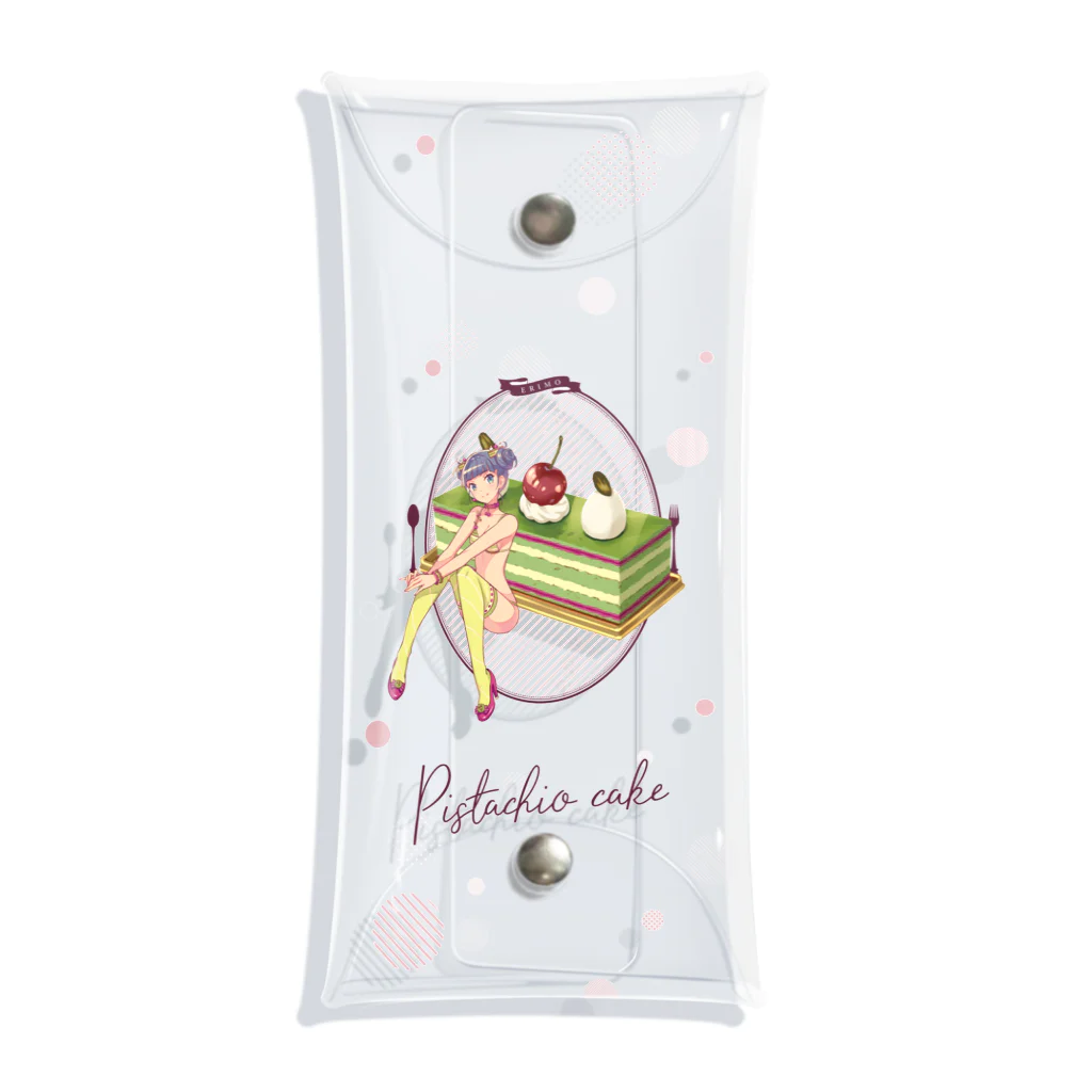 ERIMO–WORKSのSweets Lingerie clear multi case "Pistachio cake"  クリアマルチケース