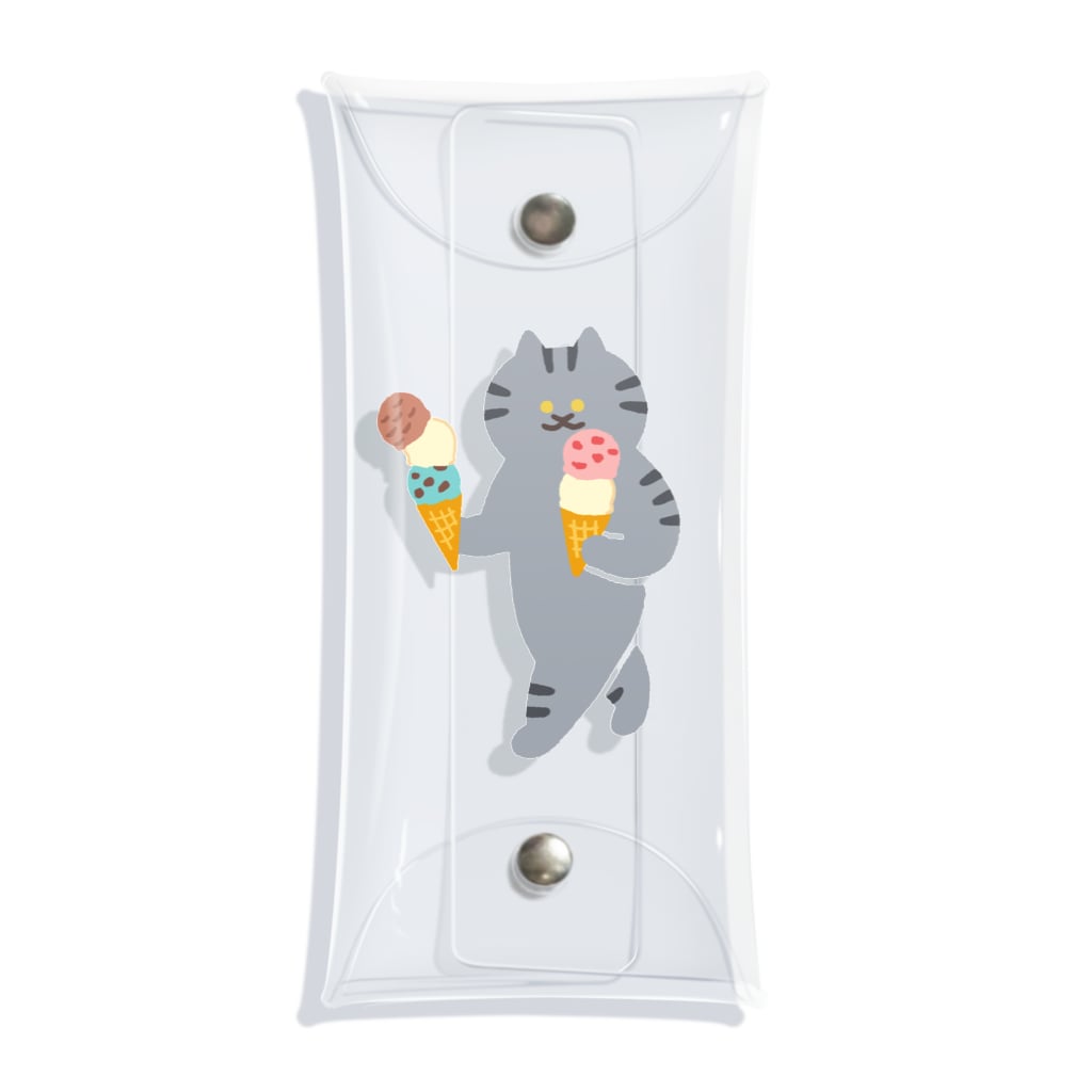 SUIMINグッズのお店のアイスクリームを慎重に運ぶねこ Clear Multipurpose Case