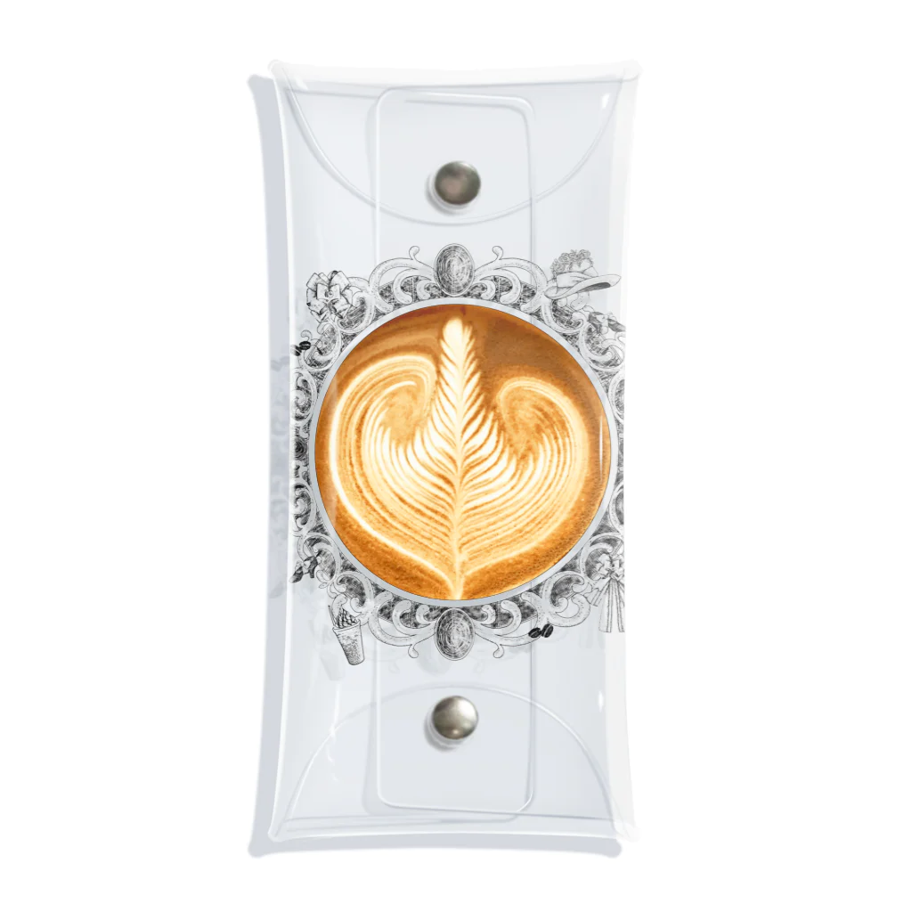 Prism coffee beanの【Lady's sweet coffee】ラテアート エレガンスリーフ / With accessories Clear Multipurpose Case