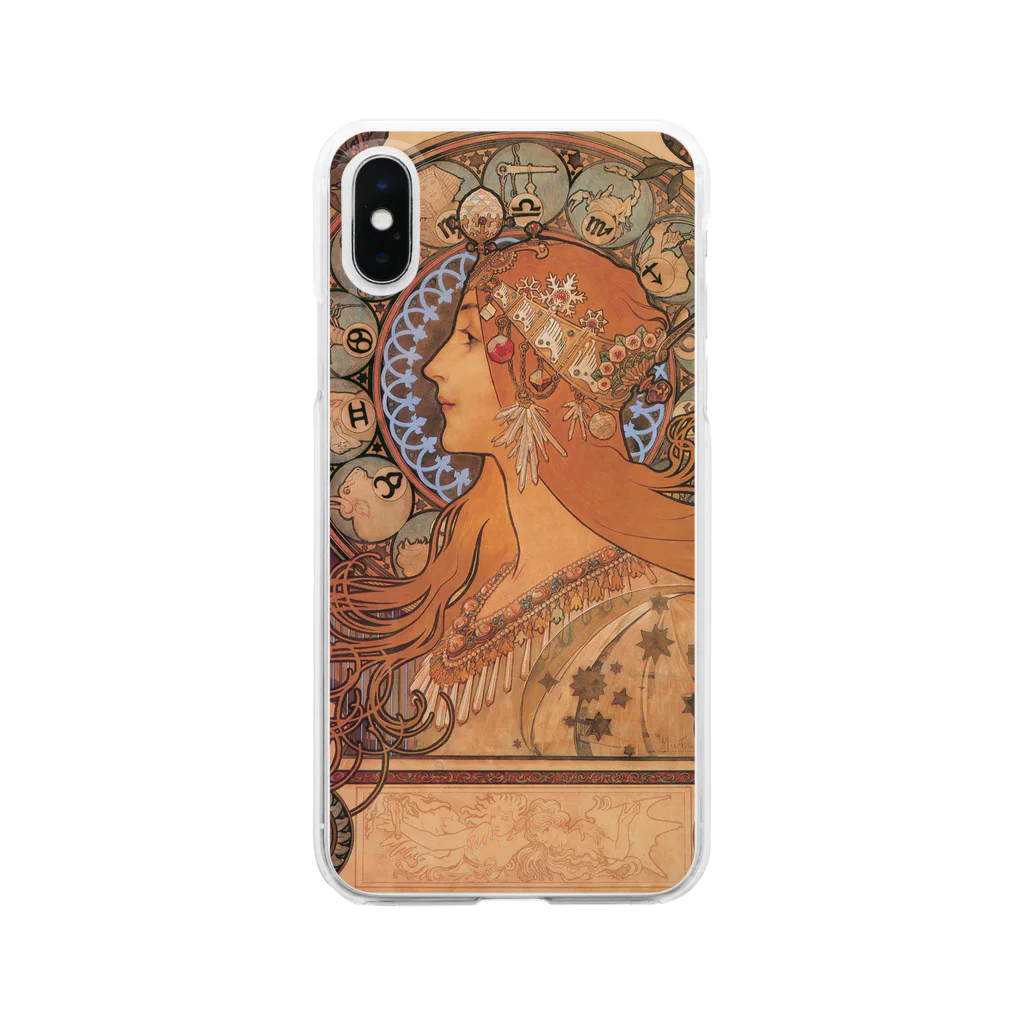 SONOTENI-ARTの014-003　アルフォンス・ミュシャ　『黄道十二宮』　クリア　スマホケース　iPhone XS/X専用デザイン　CC2 Clear Smartphone Case