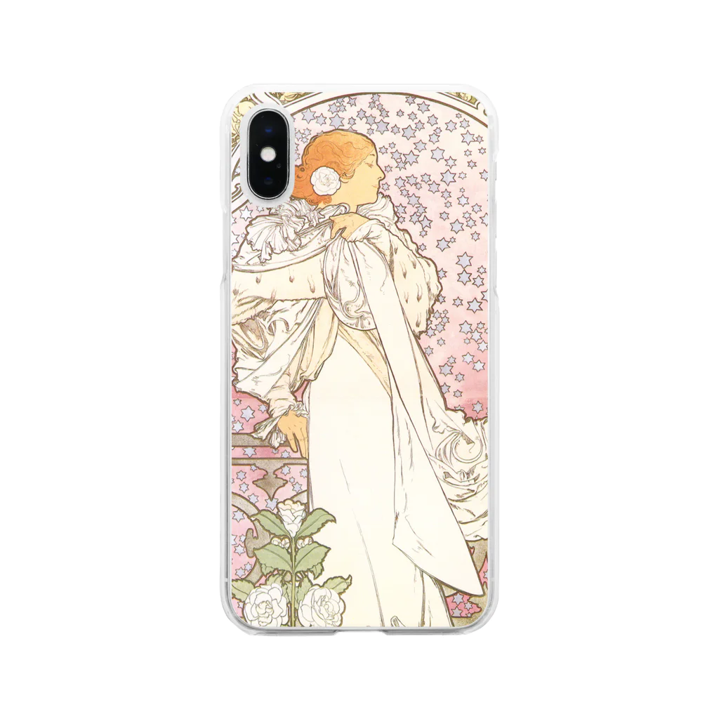 SONOTENI-ARTの014-004　アルフォンス・ミュシャ　『椿姫』　クリア　スマホケース　iPhone XS/X専用デザイン　CC2 クリアスマホケース