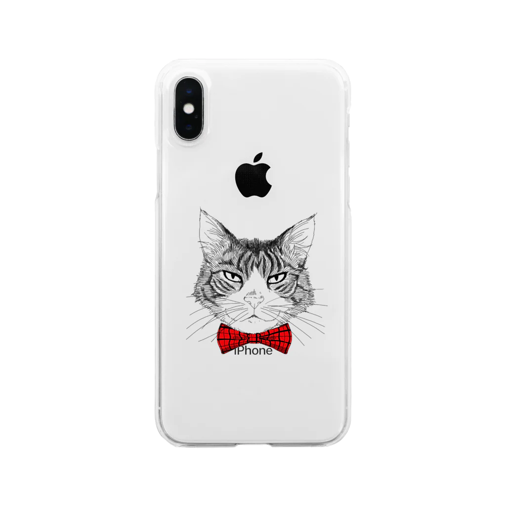 はねまる ショップのCharlie the Cat(赤リボン) Clear Smartphone Case