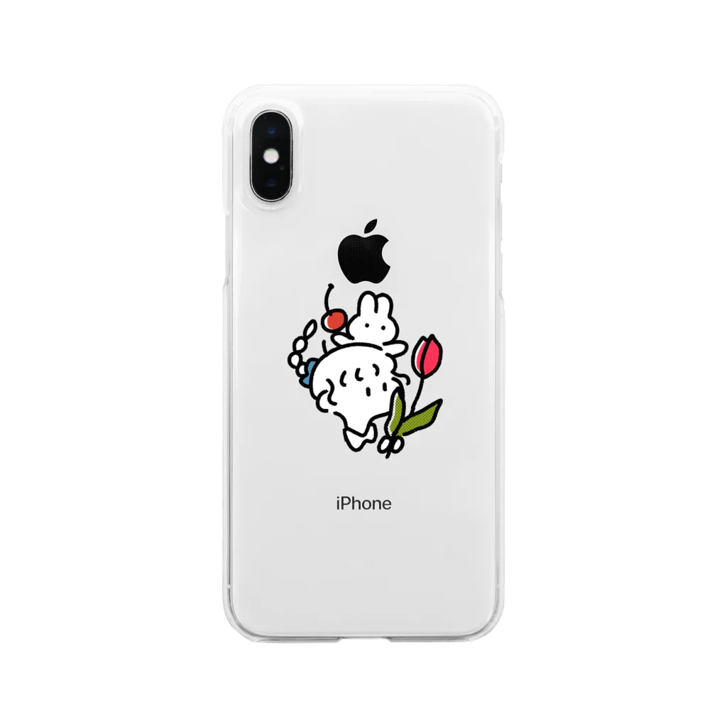 ▷            chiroruの【 クリアver. 】 うさぎと、さくらんぼと、チューリップとー、わたしと。 Clear Smartphone Case