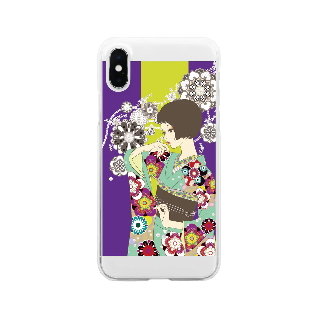 鱗粉館 suzuri別館の花の流れ Clear Smartphone Case