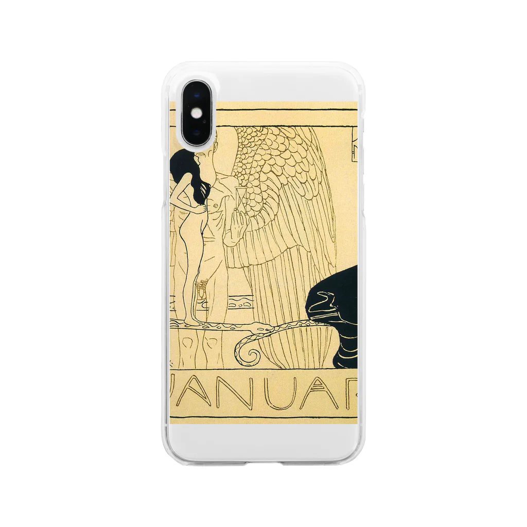 Art Baseのグスタフ・クリムト / 1901 /Januar / Gustav Klimt クリアスマホケース