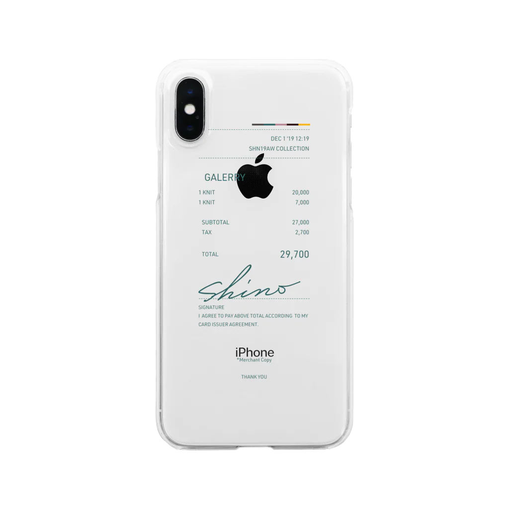 shinoの19aw-receipt　green Clear Smartphone Case