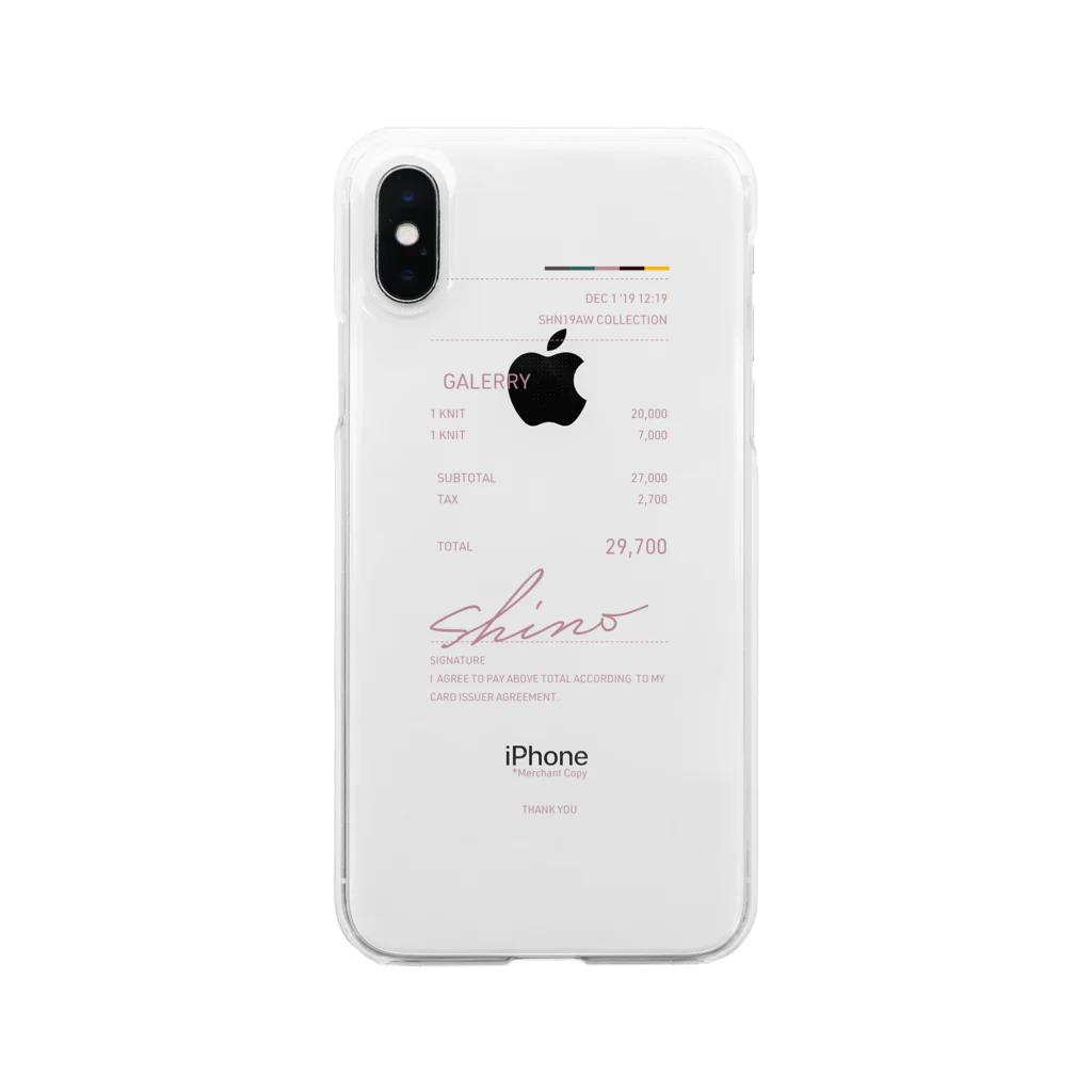 shinoのreceipt_case_pink クリアスマホケース