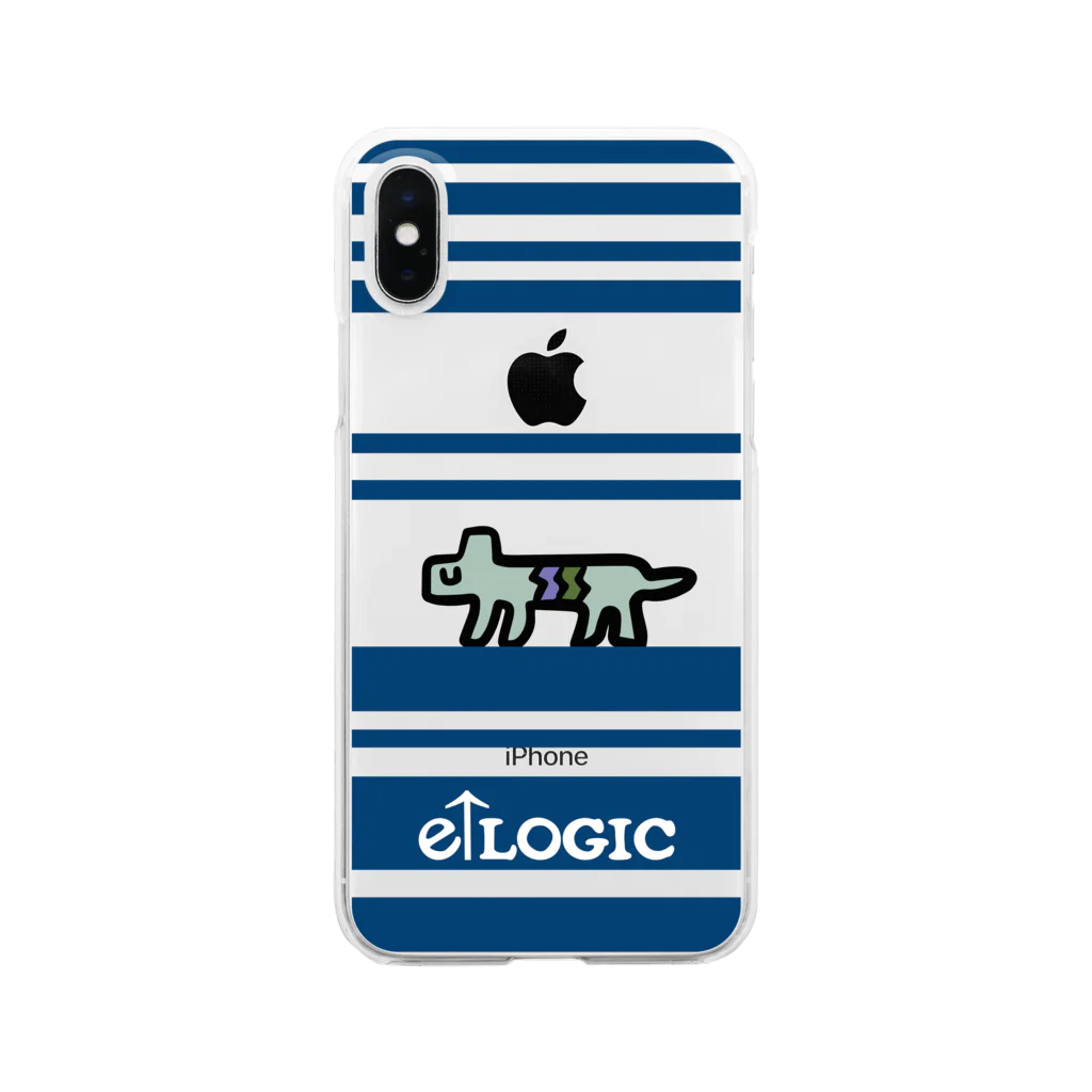 e↑LOGICのDOGクリアスマホケース BLUE Clear Smartphone Case