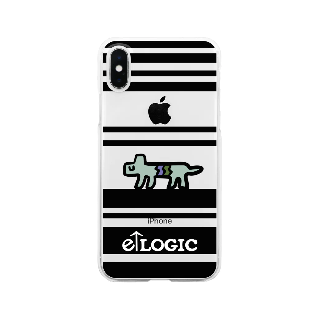 e↑LOGICのDOGのクリアスマホケースBLACK Clear Smartphone Case