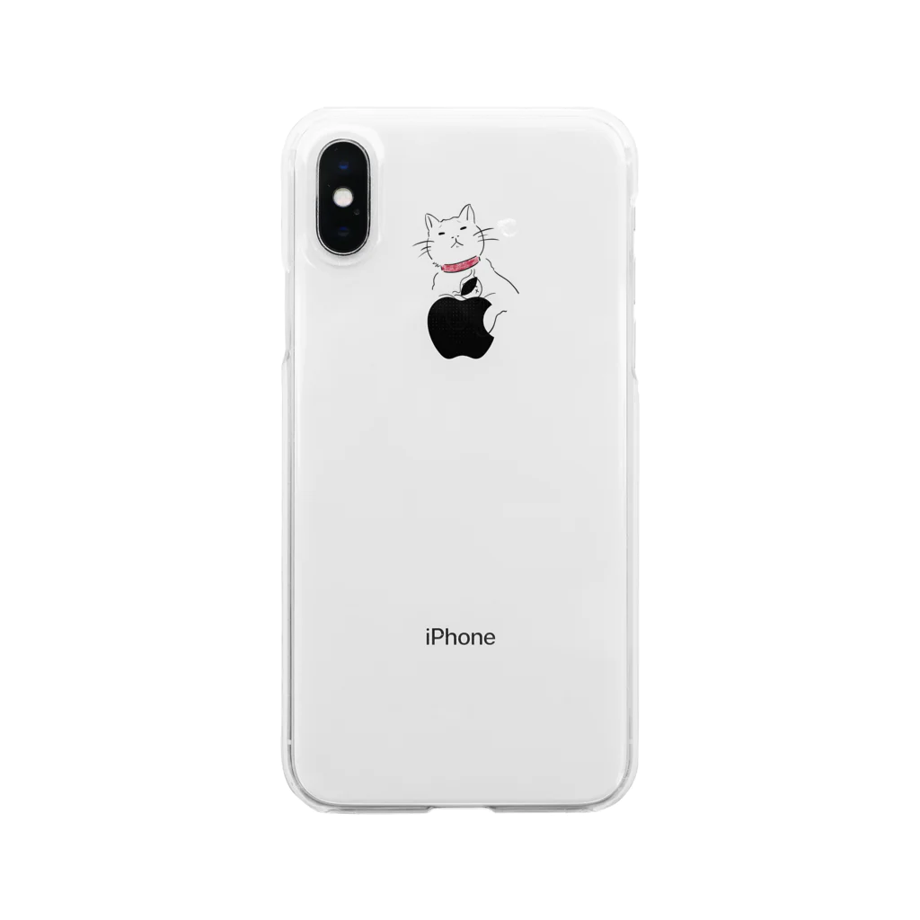 チャン・キナニンジャの店のiPhone XS，X用/お腹痛いをかわりに伝える猫 Clear Smartphone Case