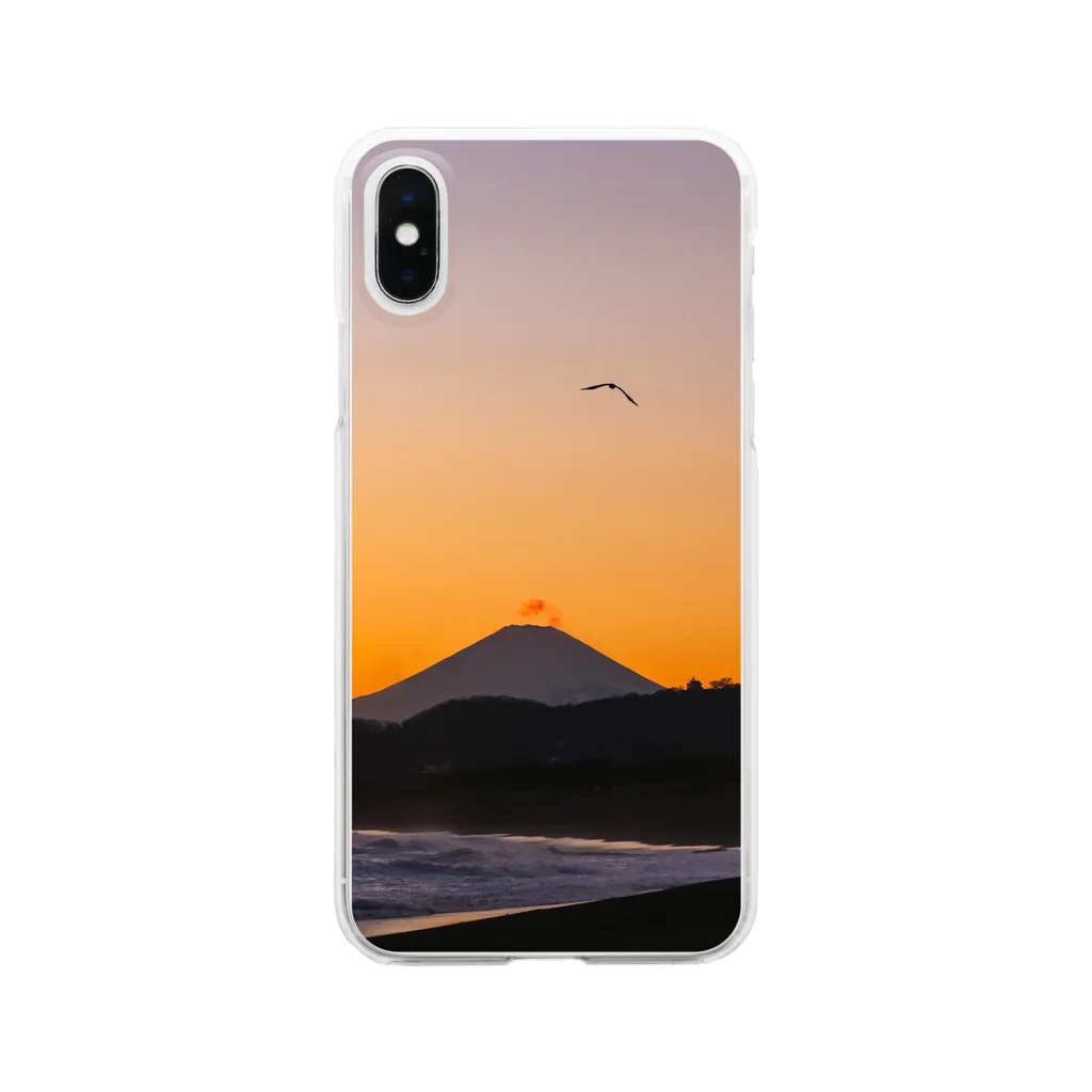 TANUKIの富士の夕暮れ Clear Smartphone Case