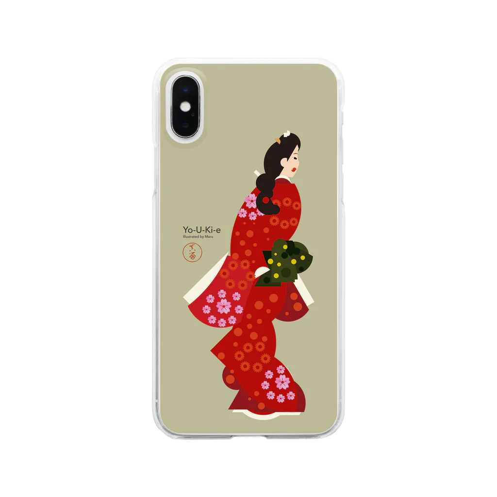 陽気絵屋(Yo-U-Ki-e, ya)-POP浮世絵のYo-U-Ki-e「見返り美人図」（浮世絵）スマホケース Clear Smartphone Case