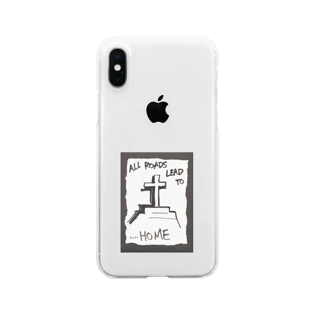 LUNARHOLIC STOREの偽諺～弐～「全ての道はホームに通ず」(黒縁) Clear Smartphone Case